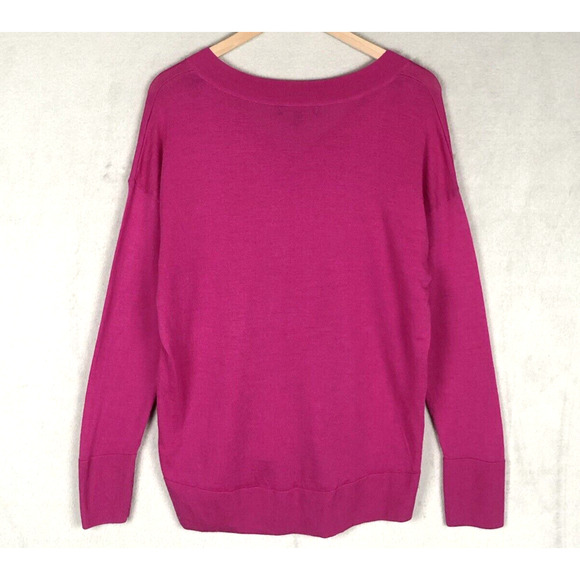 BANANA REPUBLIC 100% Merino Wool V-Neck Sweater Women’s M Pink Fine Gauge EUC - Picture 2 of 11